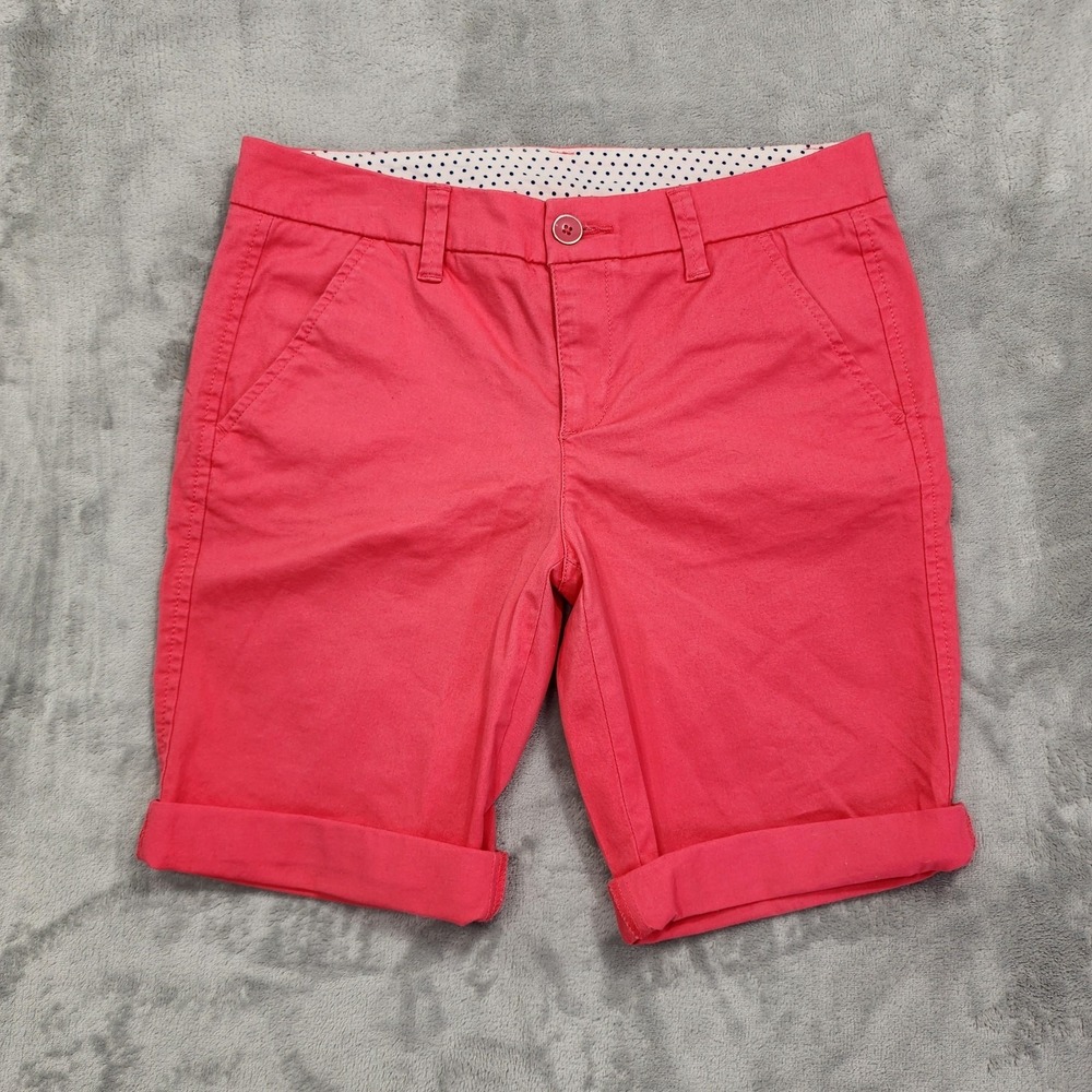 JCP Shorts Womens 2 Pink Chino Twill Bermuda Cuffed Flat‎ Front Casual Summer